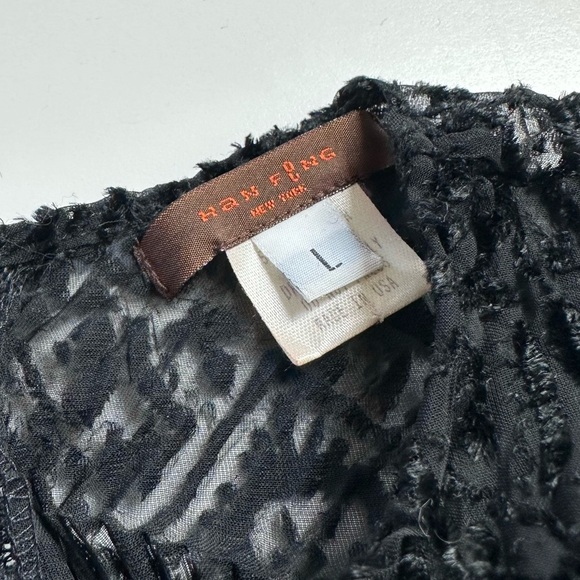 Vintage 90s Sheer + Velvet Crinkle Pleat Top - Picture 3 of 4